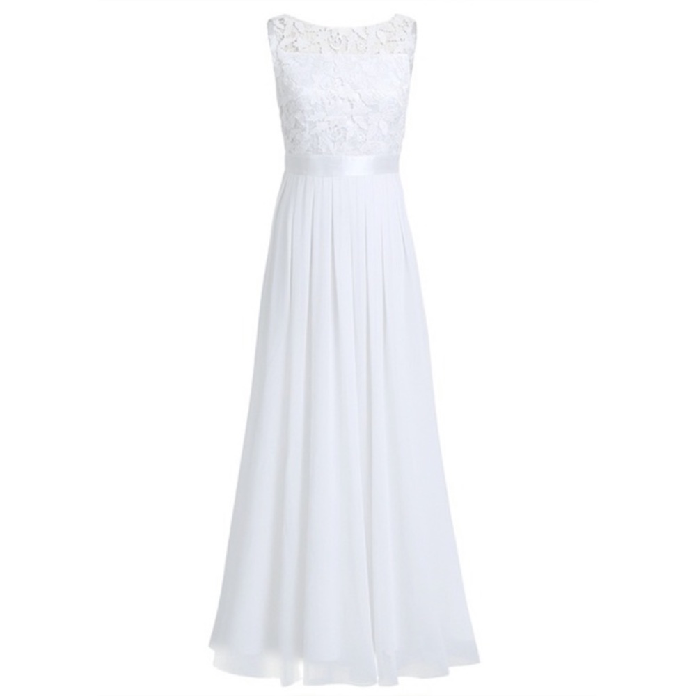 White lace top dress with side zipper Size 14